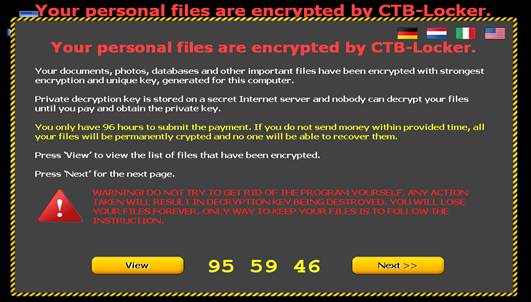 密鎖三代中毒后彈出的勒索信息